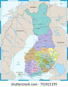 Finland Map - High Detailed Vector Illustration