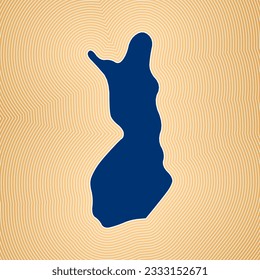 Finland map icon. Country shape on radiant striped gradient background. Finland vibrant poster. Captivating vector illustration.