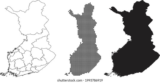 Mapa de Finlandia aislado en un fondo blanco.
