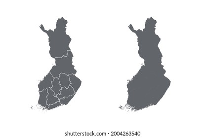 Mapa de Finlandia aislado en un fondo blanco.