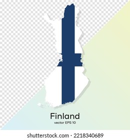Finland map isolated transperent bg colored flag