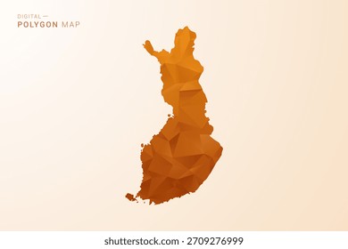 Finland Map - Low Poly Polygon Vector Illustration in Orange Hue, Clean Geometric Style, Isolated on White Background.