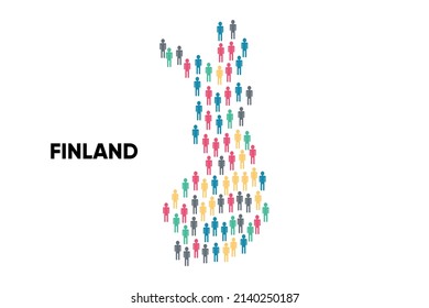 Finland Map made by a group of people, Population. Globalization. People from different countries