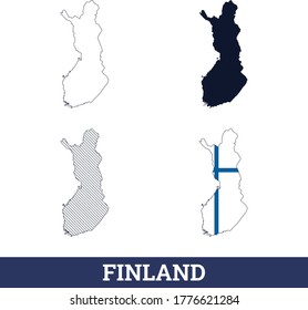 Finnische Karte mit National-Flaggen-Vektorgrafik