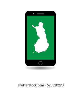 Finland Map On Mobile Phone Green Screen For Business, Education or Presentation