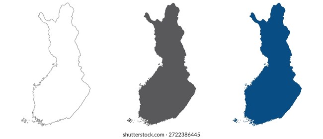 Mapa da Finlândia simples conjunto. Mapa de conjunto em branco da Finlândia. 