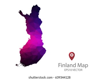 finland map polygon colorful vector illustrator eps10