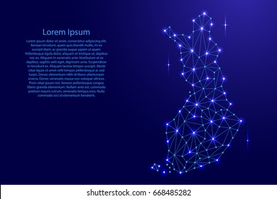 Finland map of polygonal mosaic lines network, rays and space stars of vector illustration.