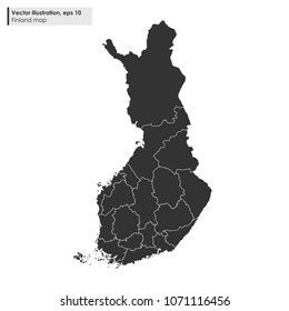 finland map with regions vector illustration on white background