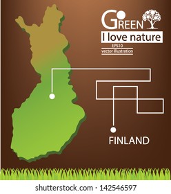Finland map. Save world. Green concept vector illustration.
