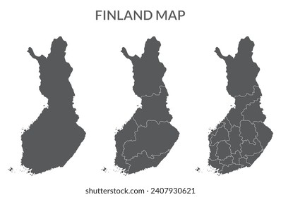 Finland Map set in grey color