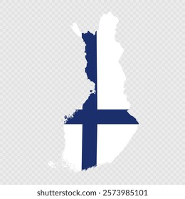 Finland map silhouette with flag.