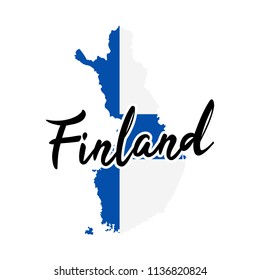 Finland Map Silhouette Flag Button Vector Art Design Patriotic Symbol