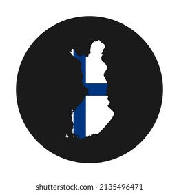 Silla de mapa finlandesa con bandera sobre fondo negro