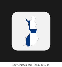 Finland map silhouette with flag on white background