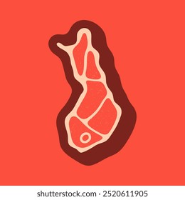 Finland map for steak meat logo. Vector retro black and red meat dishes logotype illustration. Graphic grill BBQ label, emblem, symbol. Premium beef restaurant badge