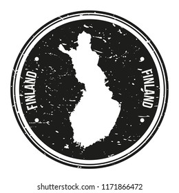 Finland Map Symbol Round Design Stamp Travel and Business.