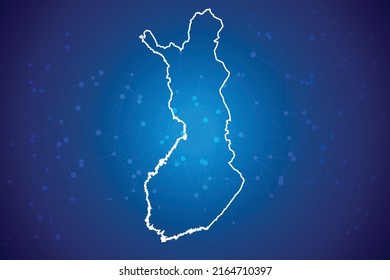 Finland Map Technology  with network connection background