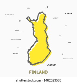 Finland map in thin line style with small geometric figures. Vector illustration modern concept