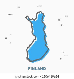 Finland map in thin line style with small geometric figures. Vector illustration modern concept