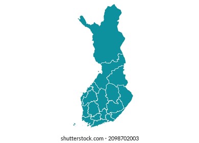 Finland map vector, Abstract design vector illustration Eps 10. sea color palette color.High Detailed on white background.