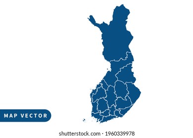 Finland map vector, blue color . on white background. vector eps 10.