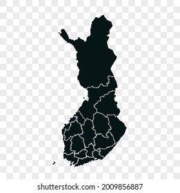 Mapa vectorial de Finlandia. color oscuro. aislado en un fondo transparente.