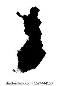 Finland Map Vector - High Detail Blank Map of Finland Europe Black Silhouette Isolated on White Eps 10