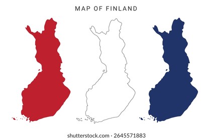 Mapa de Finlândia Ilustração vetorial, mapa político administrativo de Finlândia, mapa esboço de Finlândia, desenho simples, infográfico isolado vetor ilustração mapa de fronteira da Finlândia, eps 10