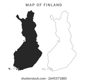 Mapa de Finlândia Ilustração vetorial, mapa político administrativo de Finlândia, mapa esboço de Finlândia, desenho simples, infográfico isolado vetor ilustração mapa de fronteira da Finlândia, eps 10