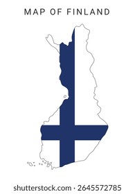 Mapa de Finlândia Ilustração vetorial, mapa político administrativo de Finlândia, mapa da bandeira da Finlândia, mapa de desenho simples, vetor isolado ilustração fronteira da Finlândia
