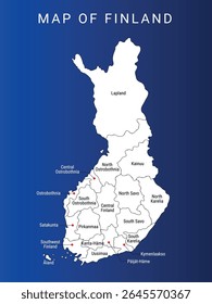 Mapa de Finlândia Ilustração vetorial com regiões, Mapa de vetor de cor da Finlândia, Desenho vetorial de mapa colorido, fronteira política Mapa de Finlândia com regiões, províncias. Regiões da Finlândia, eps 10