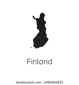 Finnland Map Vektorillustration - Silhouette, Outline, Finnland Reise- und Tourismuskarte