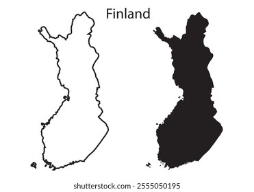 Finland map vector illustration, Finland map silhouette, Finland country