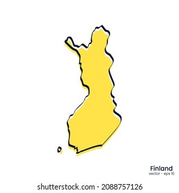 Finland map vector illustration template design. Outline style.