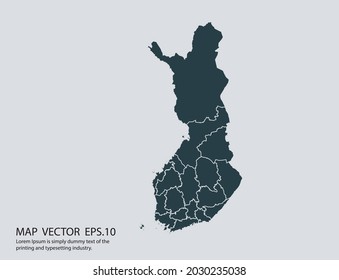 Finland map vector, isolated on gray background