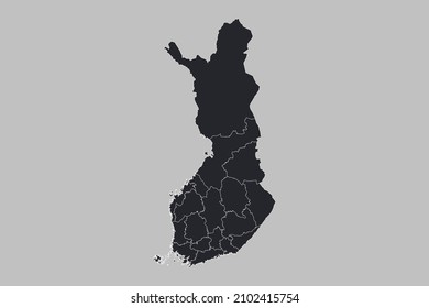 Finland map vector, isolated on gray background