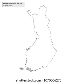 Finland Map Vector Line Illustration On White Background