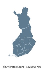 Finland Map - Vector Solid Contour and State Regions