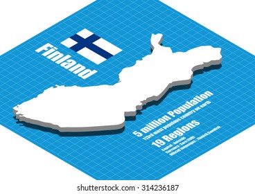 Finland map vector three dimensional