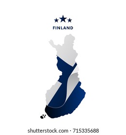 Finland map with waving flag. Vector illustration.