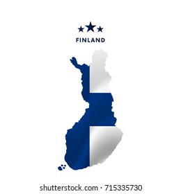 Finland map with waving flag. Vector illustration.