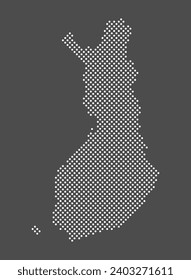Mapa finlandés de puntos blancos sobre fondo gris.  Mapa detallado de Finlandia para el diseño de su sitio web, aplicación, UI. Vector eps10.