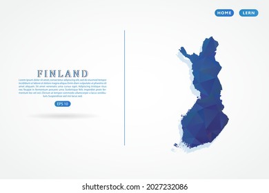 Finland map - World Map International vector template with polygon blue color gradient isolated on white background for education, website, banner - Vector illustration eps 10