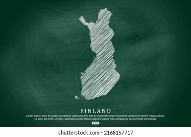 Finland Map - World Map International vector template with white outline graphic sketch and old school style  isolated on Green Chalkboard background - Vector illustration eps 10