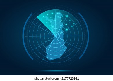 Finland Map - World Map International vector template with futuristic circle radar style HUD, GUI, UI interface isolated on blue background for design, infographic - Vector illustration eps 10