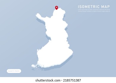 Finnland Karte - Weltkarte Internationale Vektorvorlage mit isometrischem Stil einschließlich Schatten, Weiß, blaue Farbe einzeln auf blauem Hintergrund für Design, Infografik - Vektorgrafik eps10
