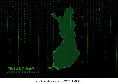 Finland Map - World Map International vector template with Matrix green binary computer code background including light for design, website, hacker concept - Vector illustration eps 10