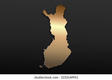 Mapa de Finlandia - Mapa mundial Planilla vectorial internacional con 3D, estilo de lujo dorado que incluye sombra sobre el fondo negro para diseño, educación, sitio web, infografía - Ilustración vectorial eps 10