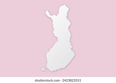 Mapa de Finlandia - Mapa mundial Planilla vectorial internacional con estilo de corte de papel que incluye sombra y color blanco sobre fondo rosa para el diseño, educación, sitio web - Ilustración vectorial eps 10